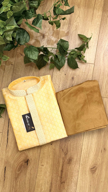 Silk Kurta Set Yellow - House of Nepal