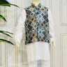 Kids Dhaka Waistcoat Radiance Navy Blue And Blue Mix - House of Nepal