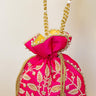 Hot Pink Bead Embroidered Hand Bag Vina - House of Nepal