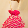 Hot Pink Bead Embroidered Hand Bag Hira - House of Nepal