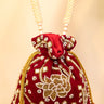 Dark Pink Bead Embroidered Hand Bag Jia - House of Nepal