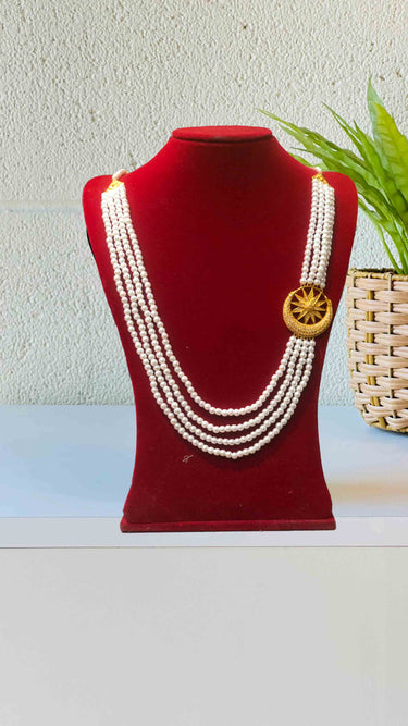 White Pearl Gold Plated Necklace Chandra Haar