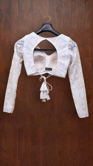 Full Sleeve White Chikankari Boutique Blouse