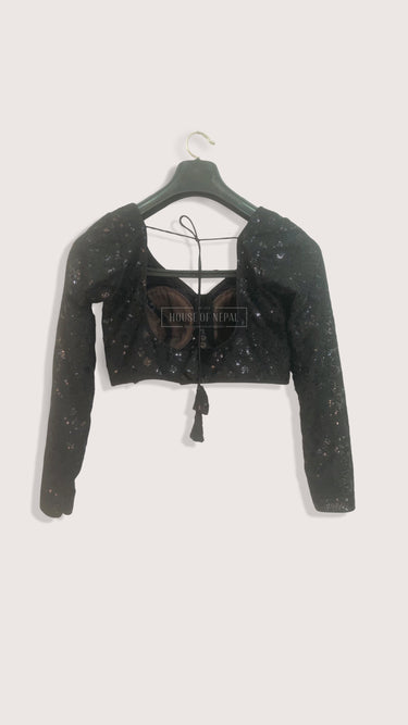 Black Chikankari Full Sleeve Blouse