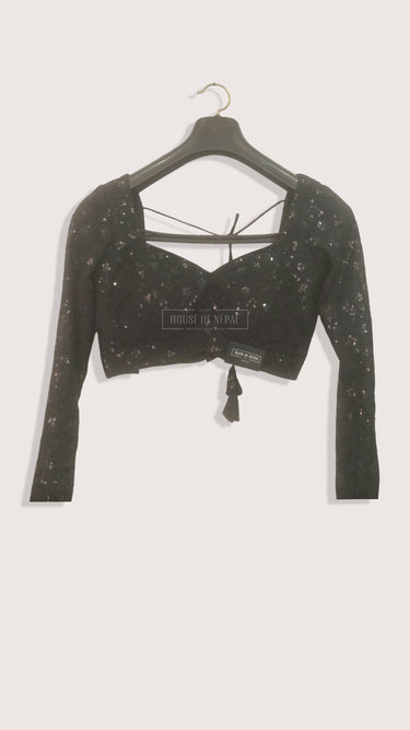 Black Chikankari Full Sleeve Blouse