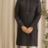 Black Floral Foil Printed Cotton Kurta with Pajama - House of Nepal