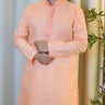 Peach Floral Foil Printed Cotton Kurta with Pajama - House of Nepal