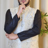 Beige and Grey Thread Embroidered Floral Nehru Jacket - House of Nepal