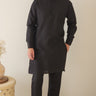 Men's Black Monochrome Kurta Pajama Set Amaryllis - House of Nepal