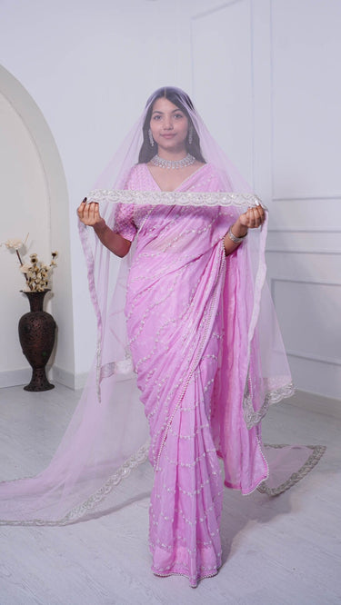 Soft Organza Hand Work Saree Set