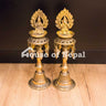 Brass Oil Lamp Panas Pair of Two - House of Nepal