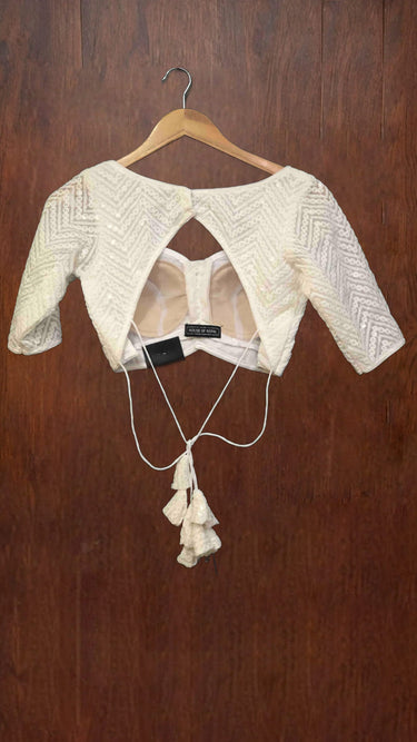 Half Sleeve Thread and Mirror Work Boutique Blouse - House of Nepal