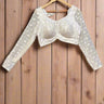 Full Sleeve White Thread Embroidered Boutique Blouse - House of Nepal