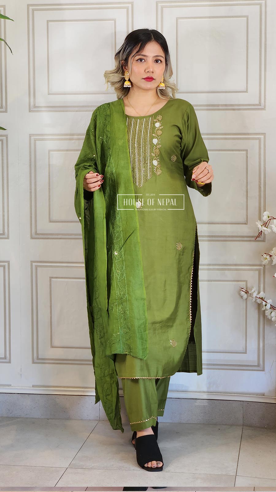 Yellow Georgette Unstitched Partywear Kurta Suruwal for Women in Nepal -  Buy Kurtas & Kurtis at Best Price at Thulo.Com