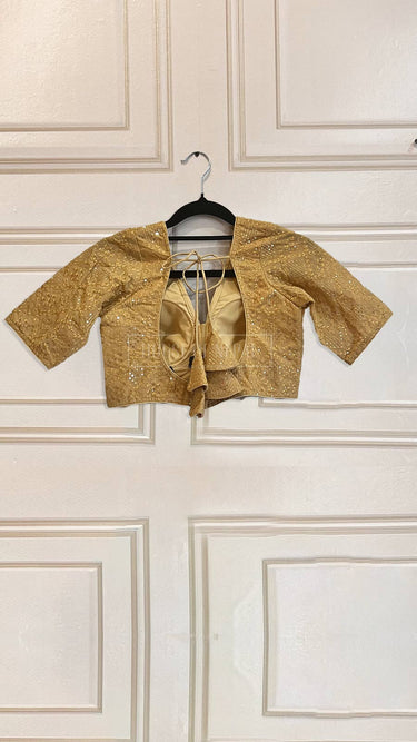 Half Sleeve Designer Blouse Golden Perfection - House of Nepal