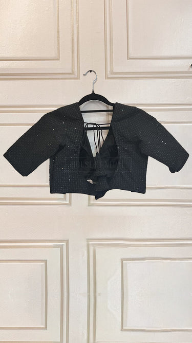 Half Sleeve Designer Blouse Black Perfection - House of Nepal