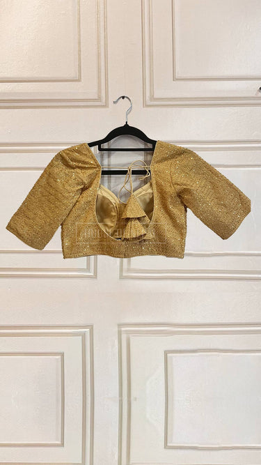 Half Sleeve Designer Blouse Golden Perfection - House of Nepal