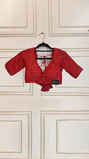 Half Sleeve Designer Blouse  Red Perfection - House of Nepal