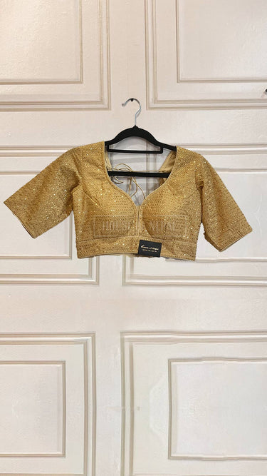 Half Sleeve Designer Blouse Golden Perfection - House of Nepal