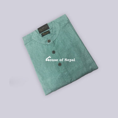 Cotton Mens Kurti Sea Green - House of Nepal