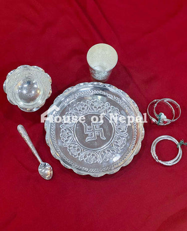 Pure silver Pasni plate Tray - House of Nepal