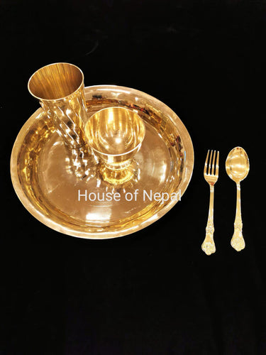 Genuine Kansa Bronze Chamcha Kaata Spoon Fork - House of Nepal